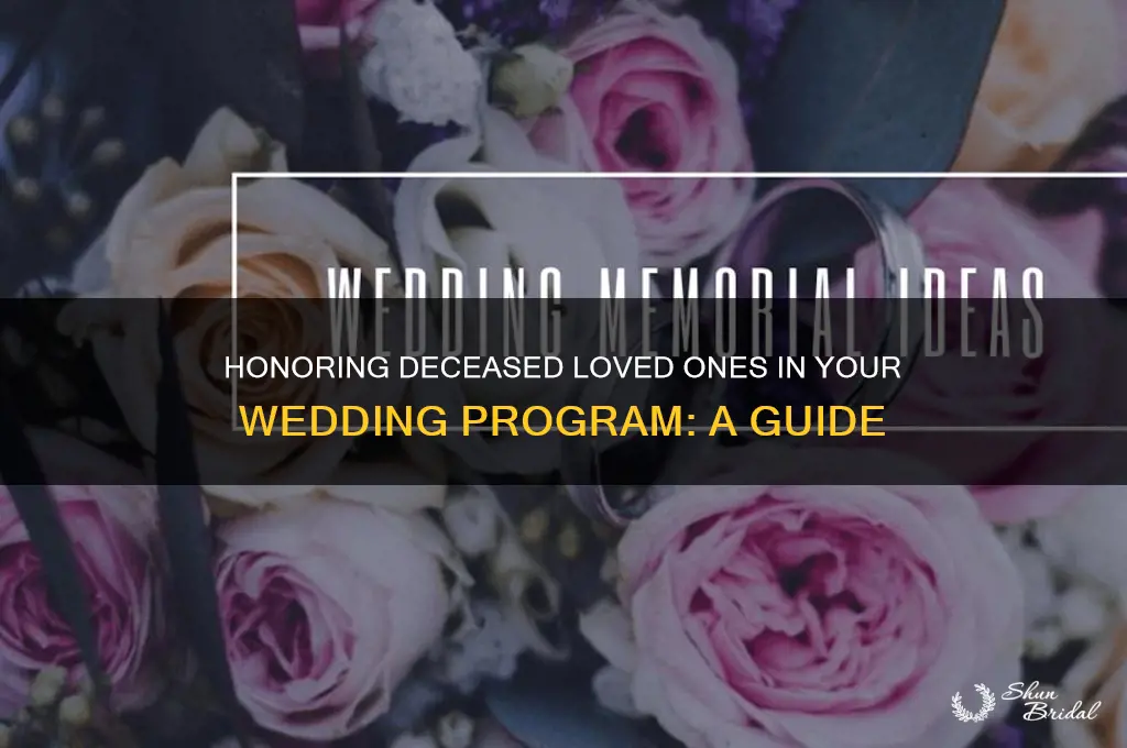 how to note dead family in a wedding program