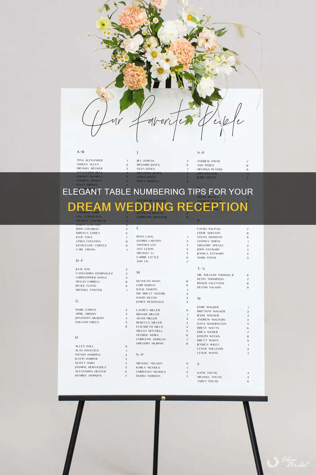 how to number long tables at a wedding