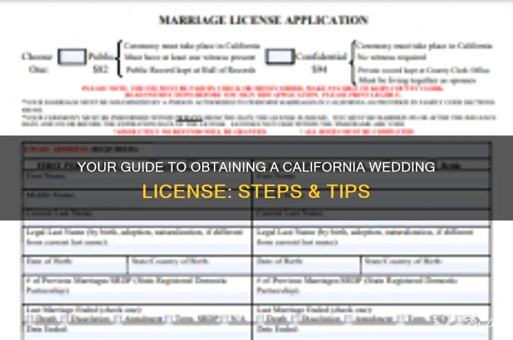 how to obtain a wedding license in California