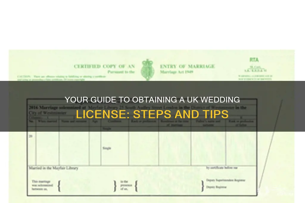 how to obtain a wedding license uk