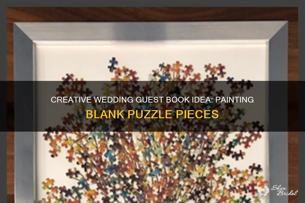 how to paint blank puzzle pieces for wedding guest book