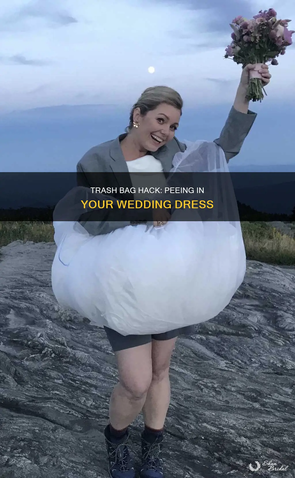how to pee in trash bag with wedding dress