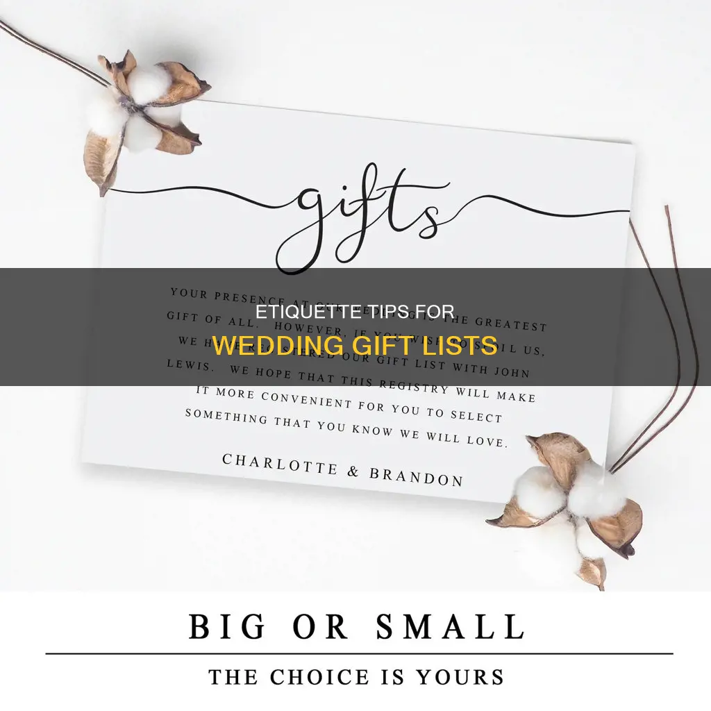 how to phase gift list on wedding invite