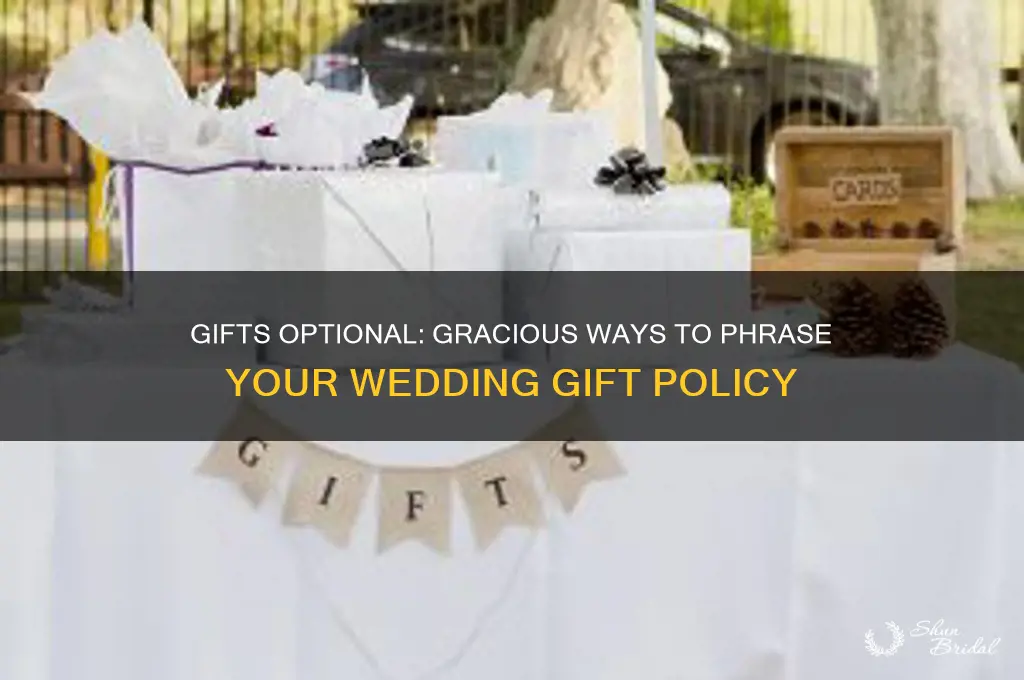how to phrase gifts are optional wedding
