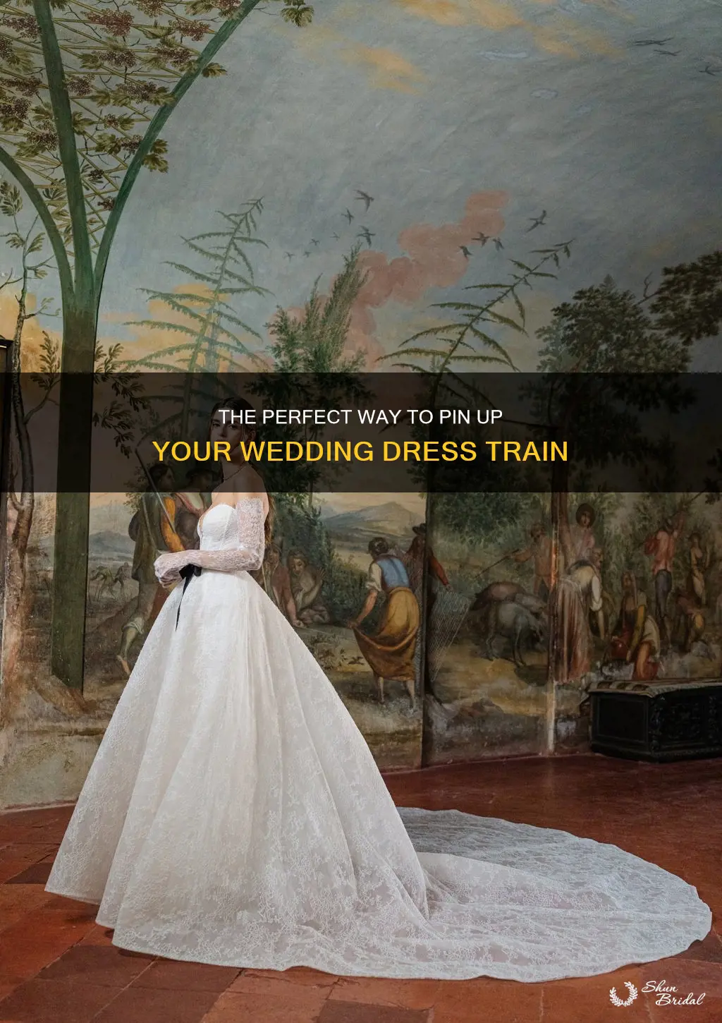 how to pin a wedding dress train up