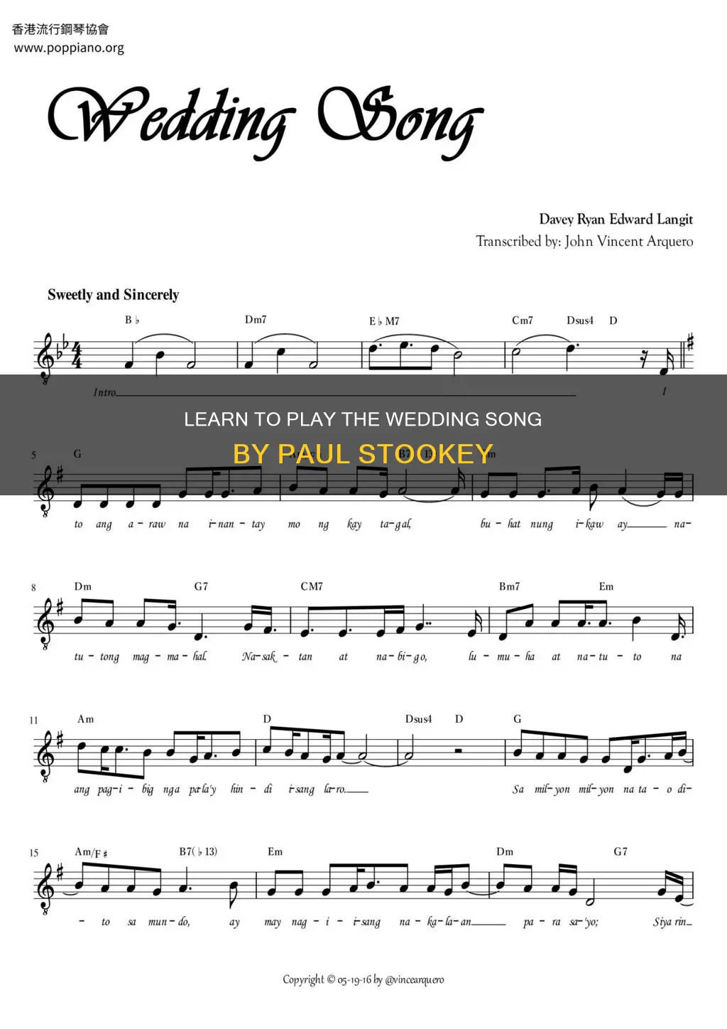 how to play the wedding song by paul stookey