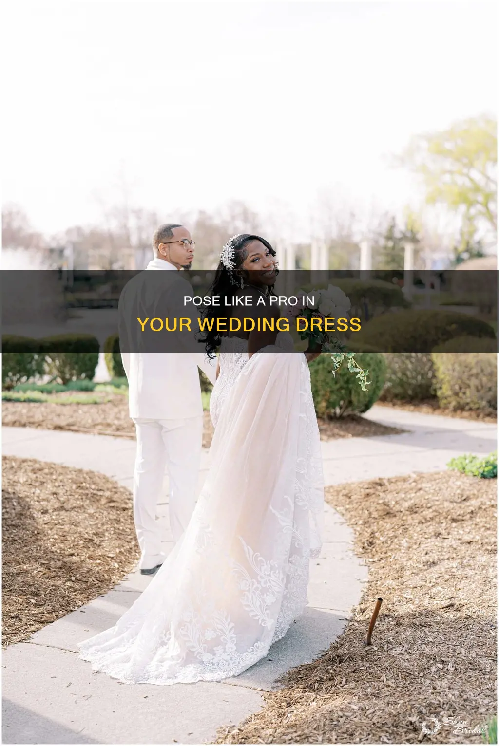 how to pose in a wedding dress