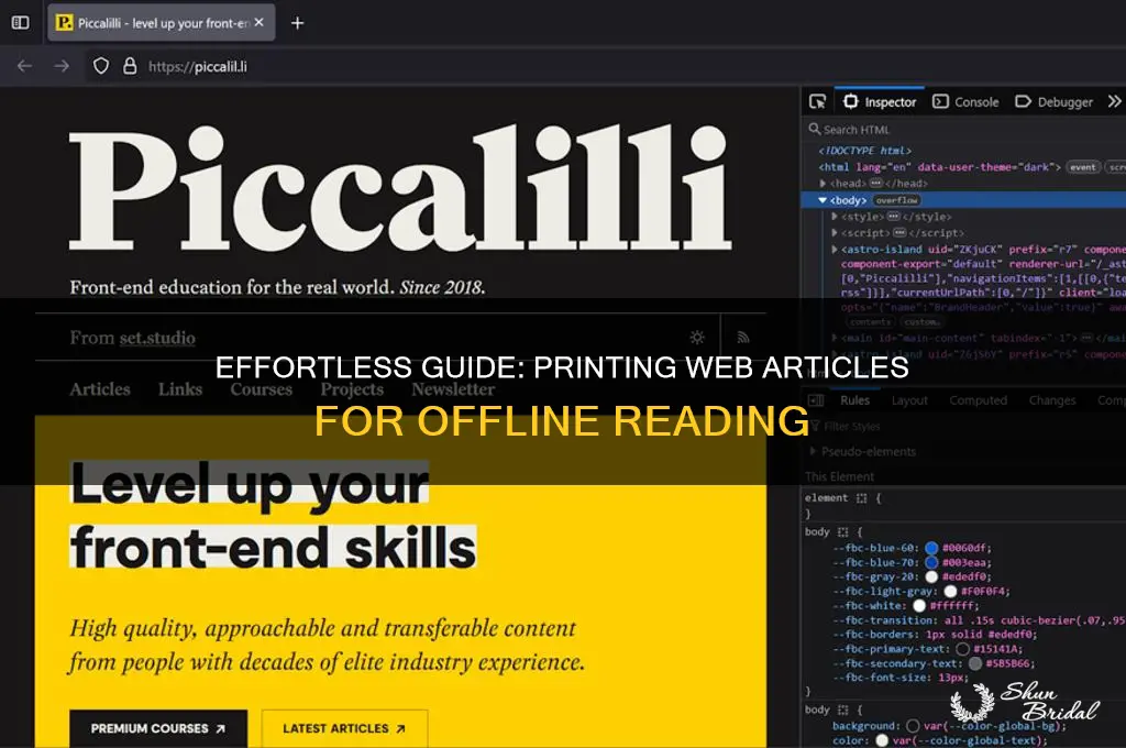 how to print a wed article