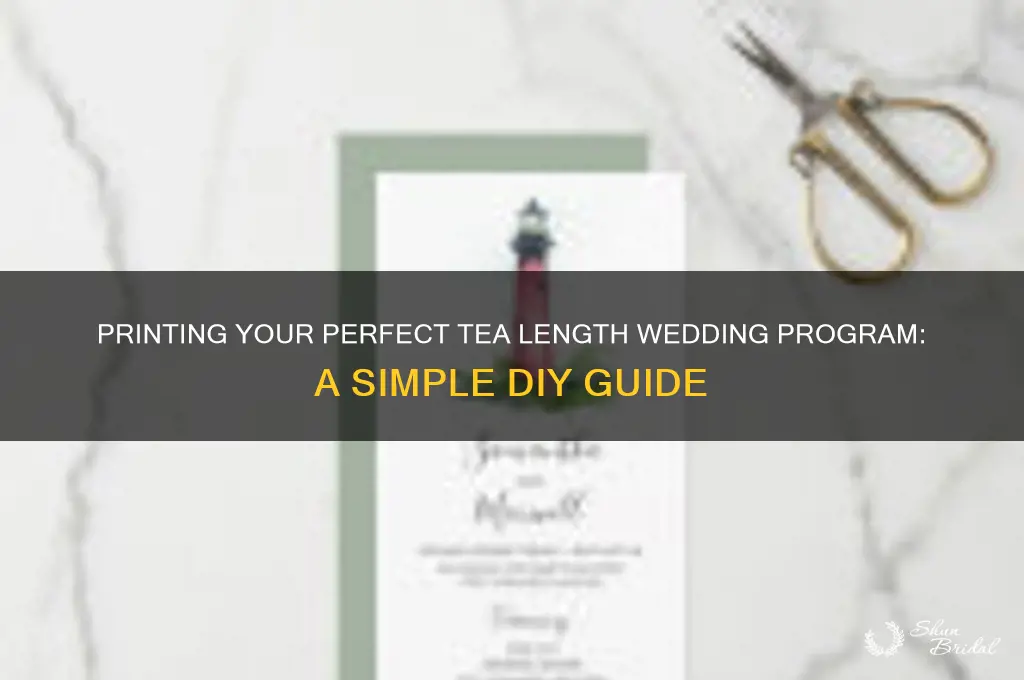 how to print just 1 tea length wedding program