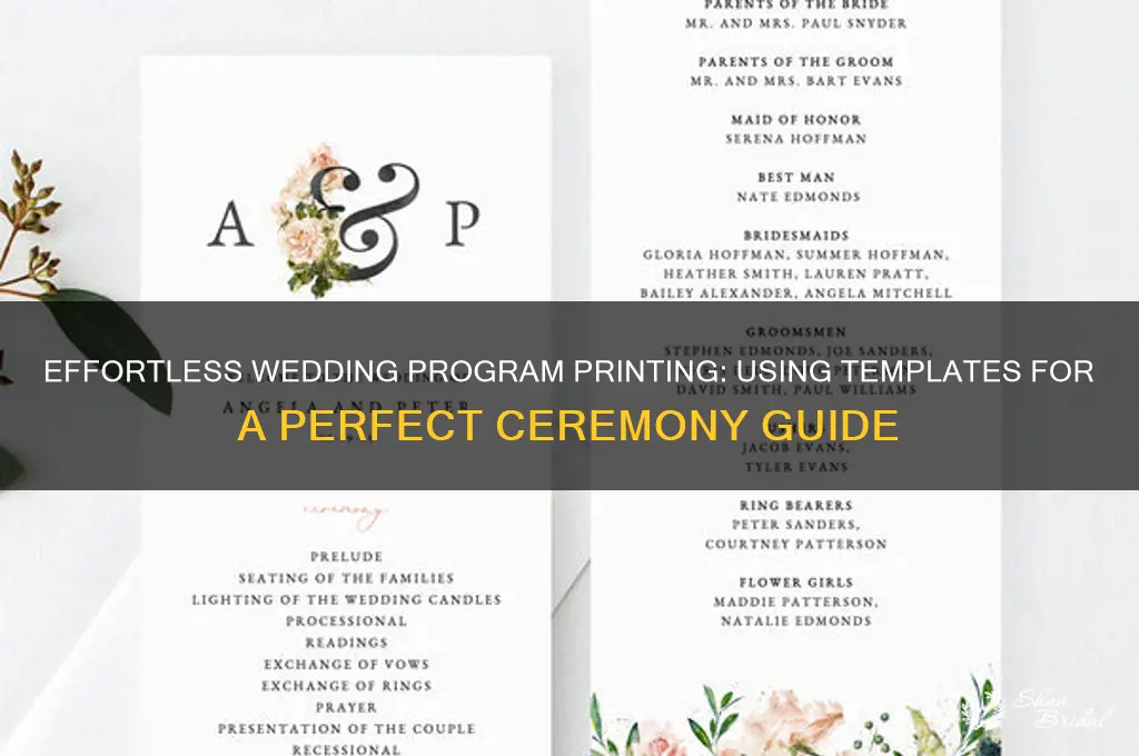 how to print out a wedding program from a template
