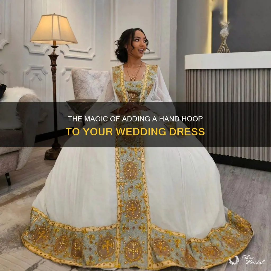 how to put a hand hop on a wedding dress