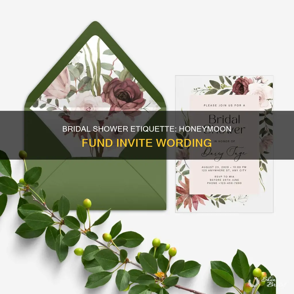 how to put bridal shower honeymoon 50 50 on invite