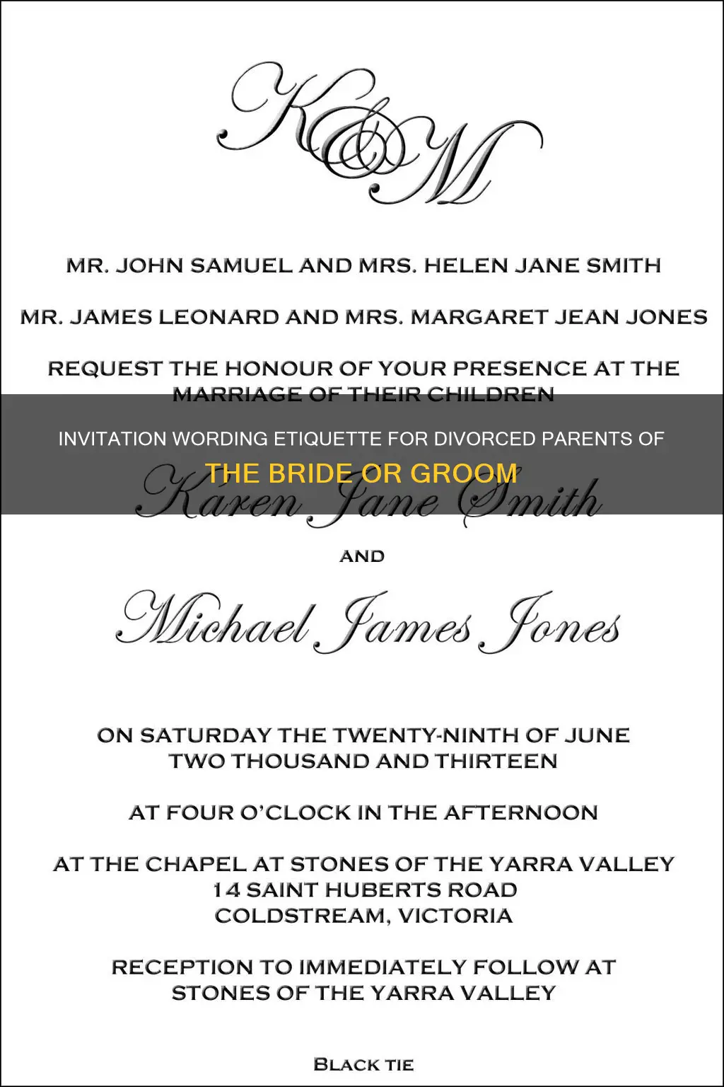 how to put divorced parents name on wedding invitation