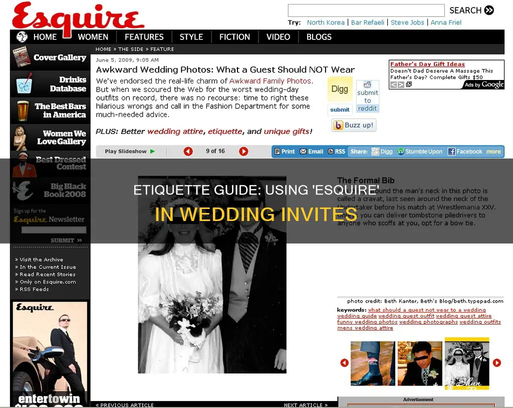 how to put esquire on wedding invitation