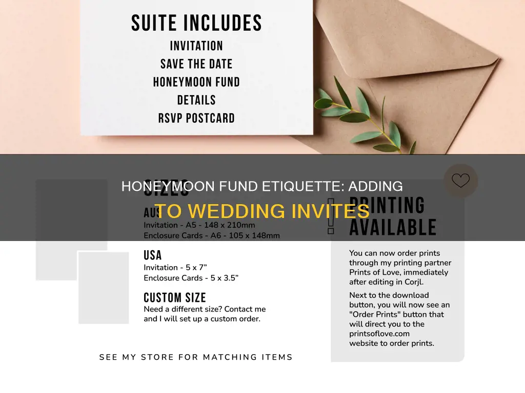 how to put honeymoon fund on invite