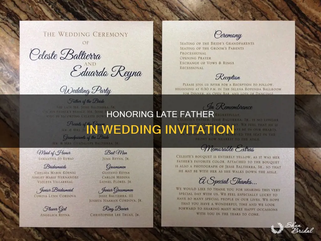 how to put late father on a wedding invitation