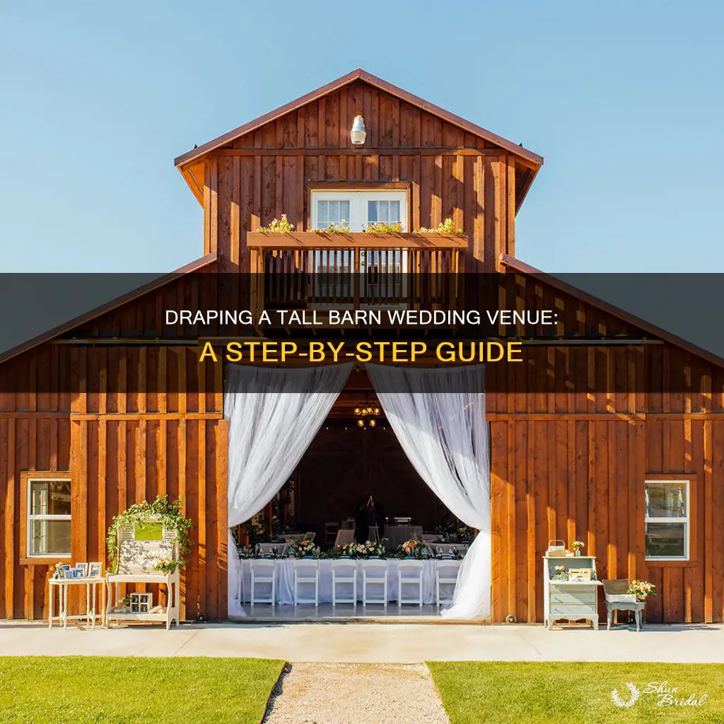 how to put up drapes in tall barn wedding venue