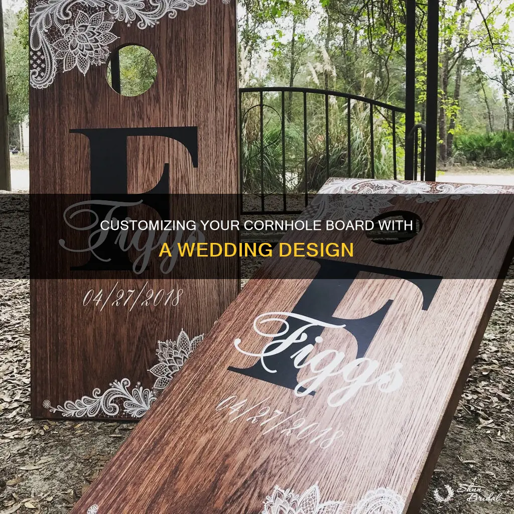 how to put wedding design on cornhole board