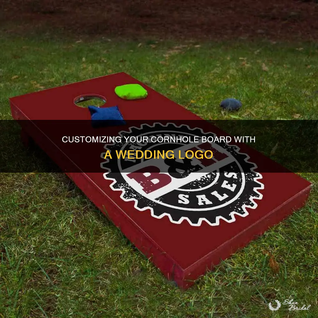 how to put wedding logo on cornhole board