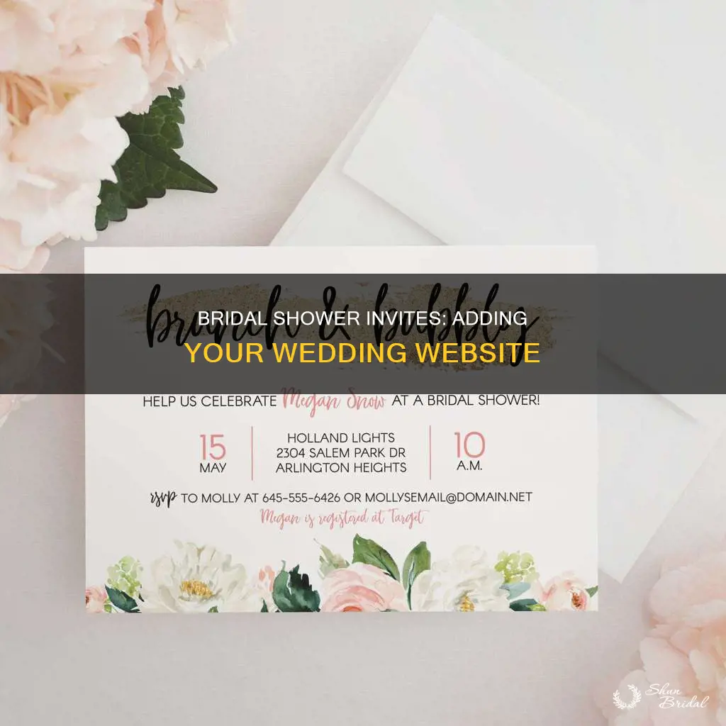 how to put wedding website on bridal shower invitation