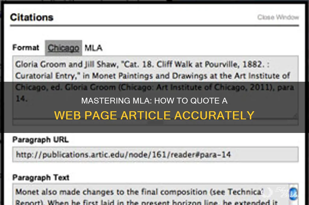how to quote a wed page article in mla