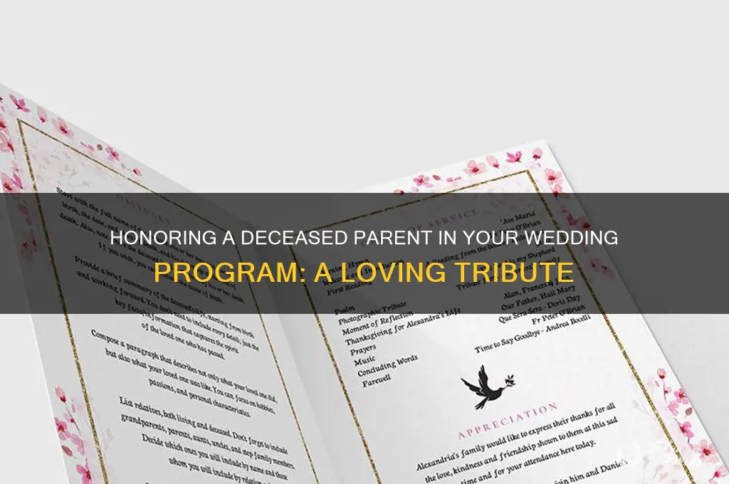 how to reference a deceased parent in a wedding program