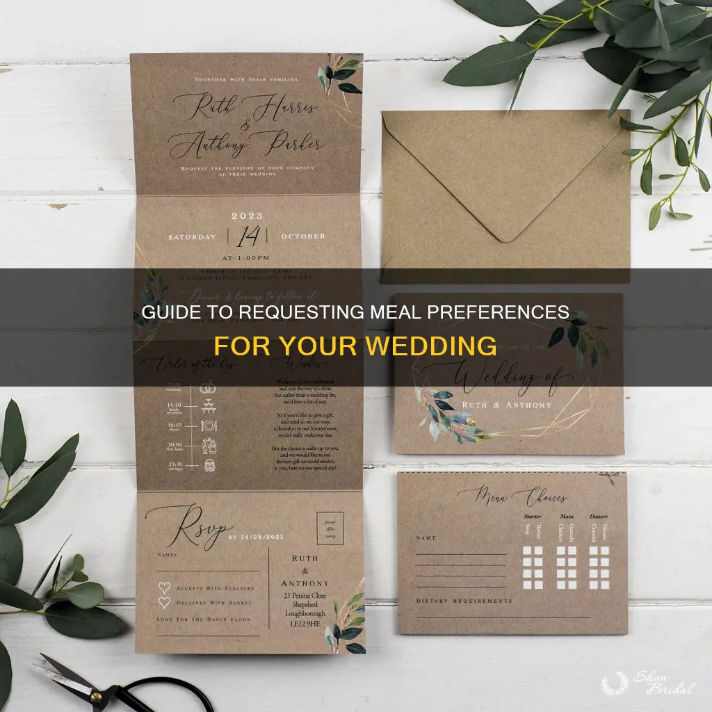 how to request meal selection on wedding invitation