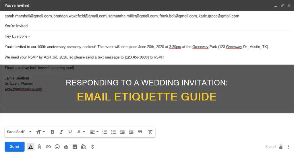 how to respond to wedding invitation via email