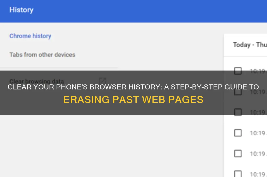 how to rid phone from previous wed pages