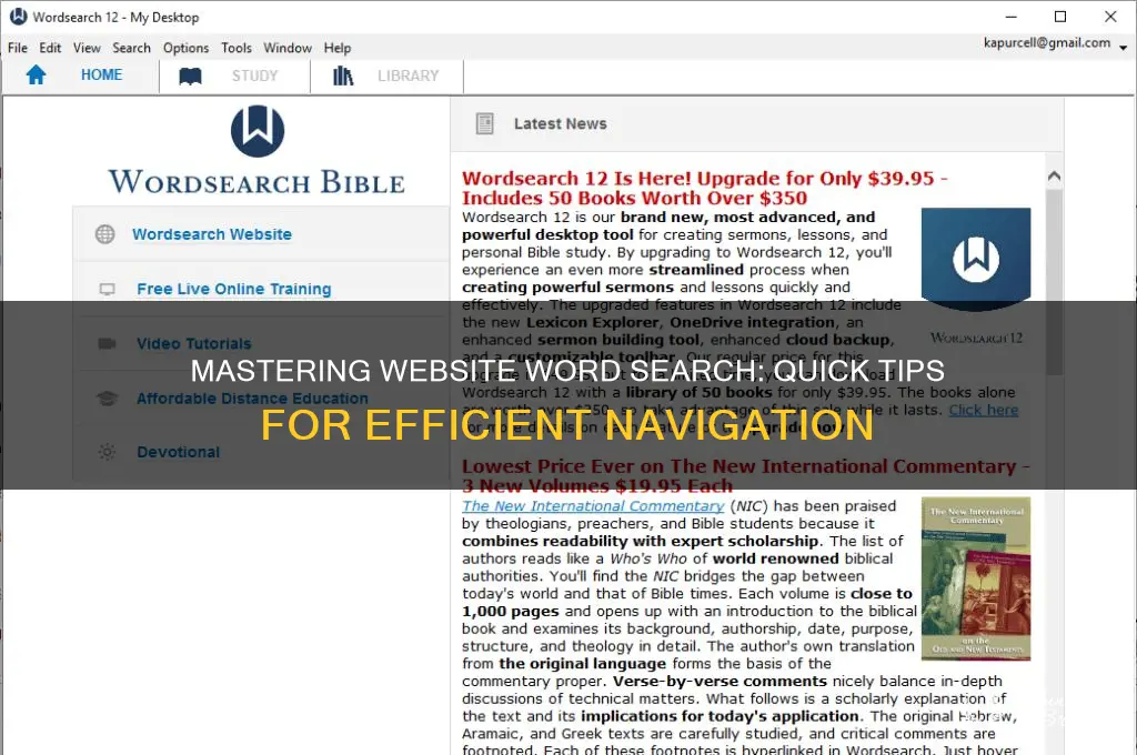 how to search a word on s wed site