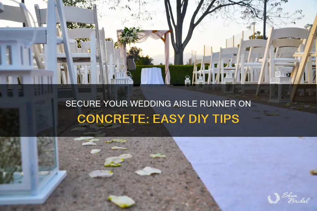 how to secure a wedding aisle runner on concrete