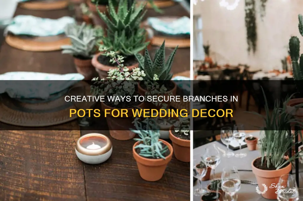 how to secure branches in a pot for wedding