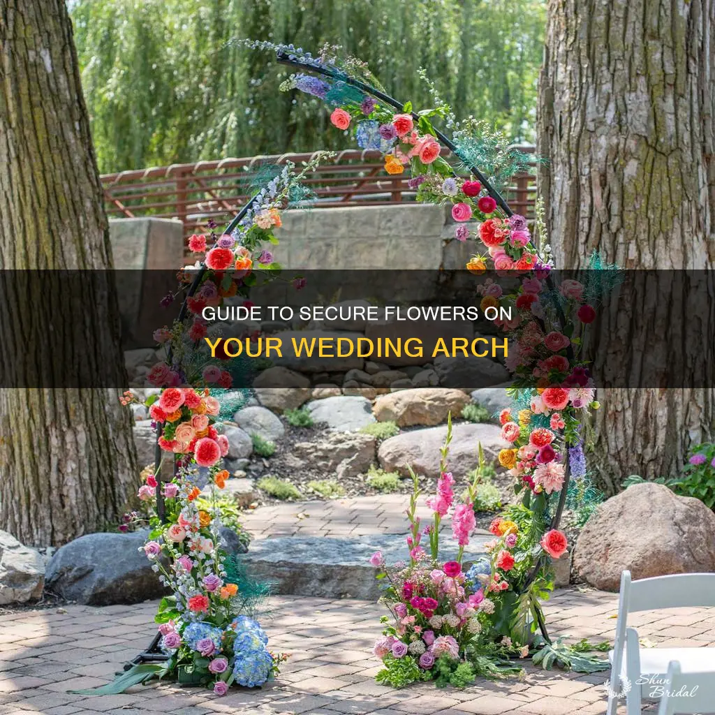 how to secure flowers to wedding arch