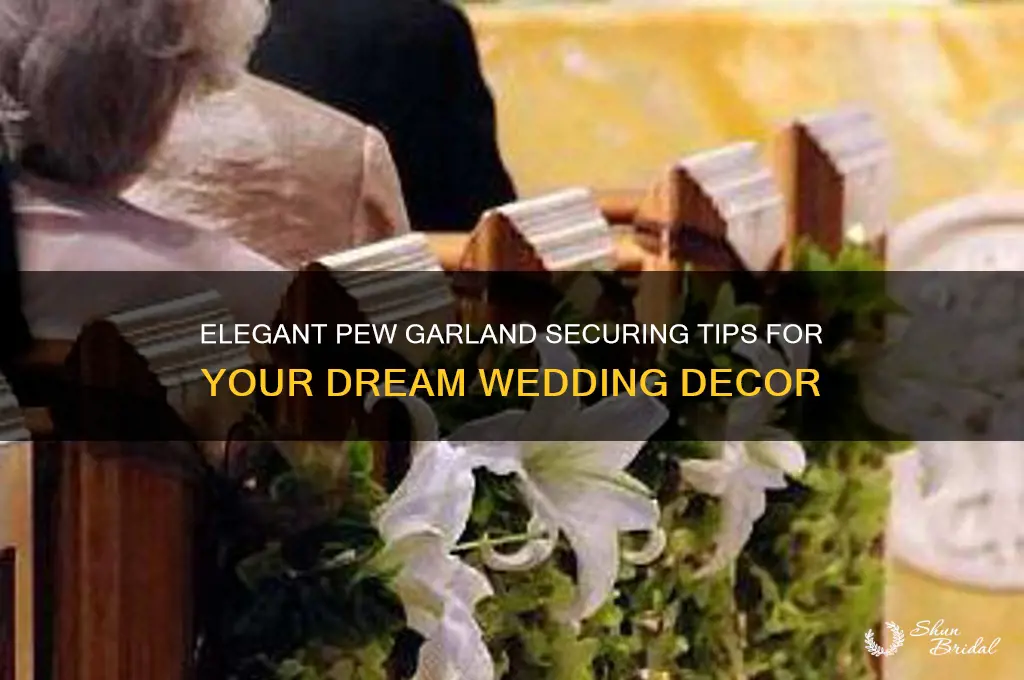 how to secure garland to pew for wedding