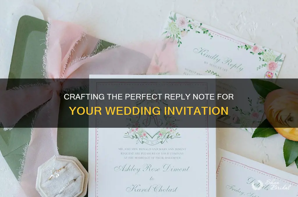 how to send a reoly note to a wedding