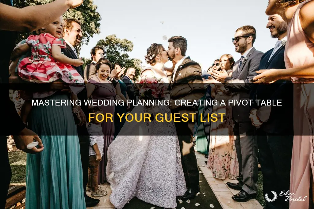 how to set up pivot table for a wedding list