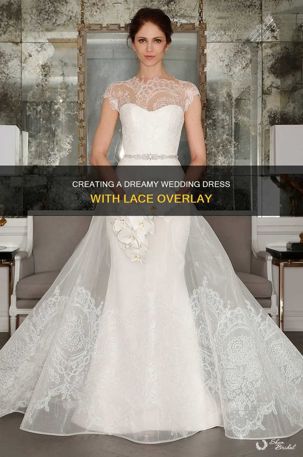 how to sew a lace overlay on a wedding dress