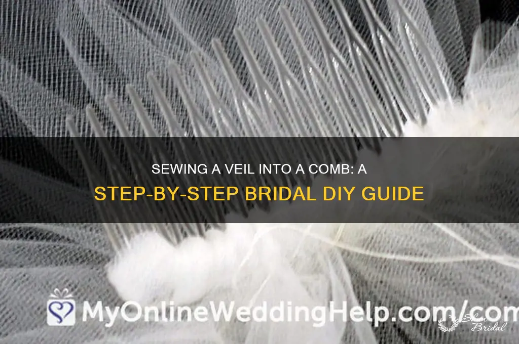how to sew a veil into a comb