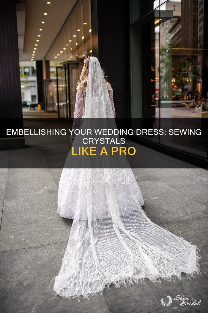 how to sew crystals on wedding dress