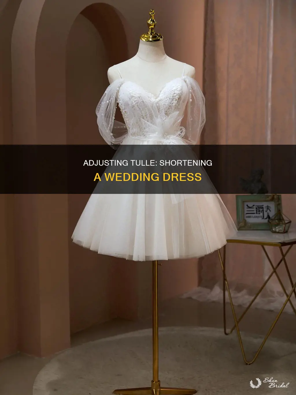 how to shorten a tulle wedding dress