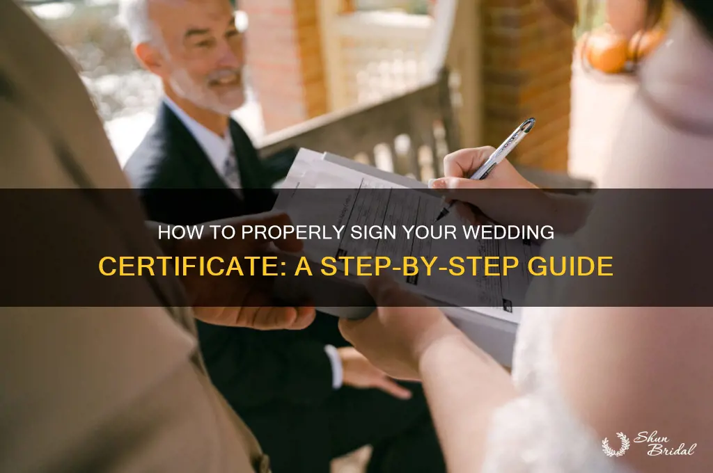 how to sign a wedding certificate