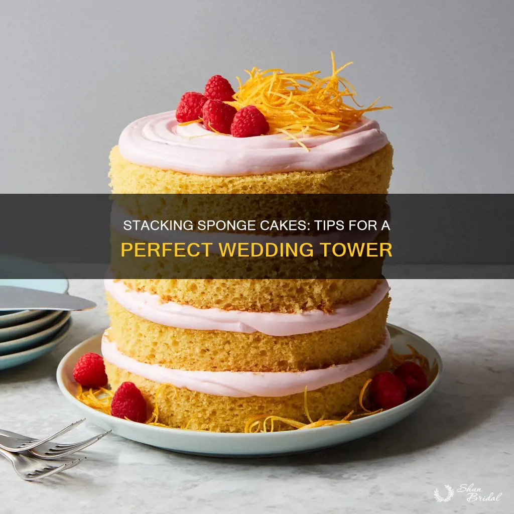 how to stack sponge cakes wedding