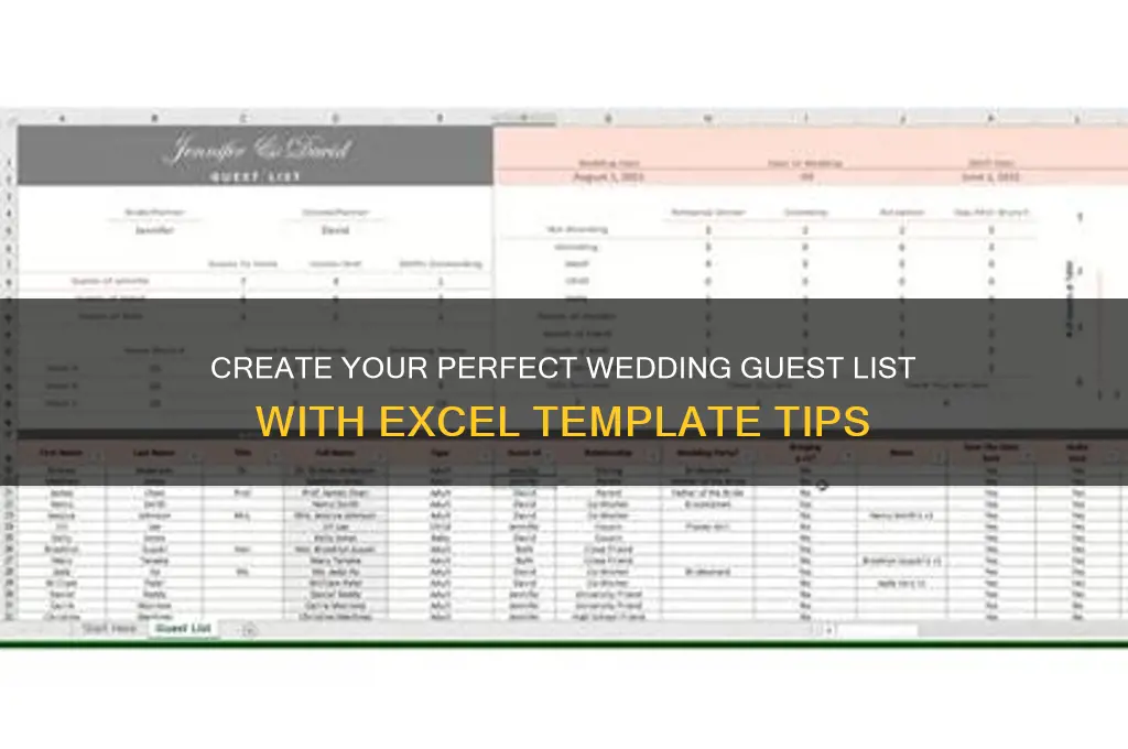 how to start a wedding guest list template excel
