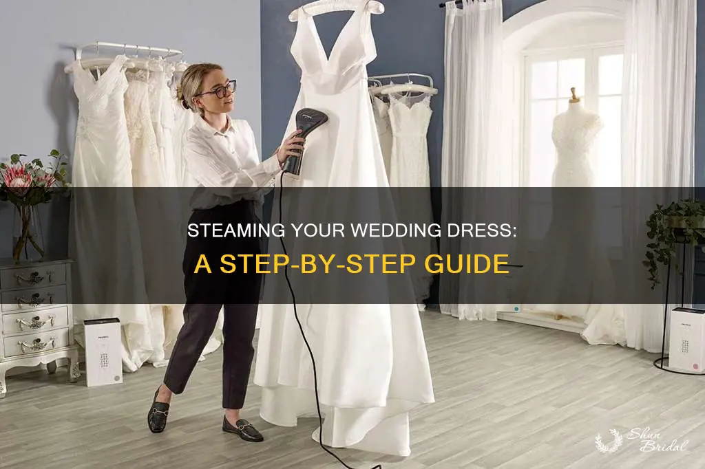 how to steam wedding dress day of