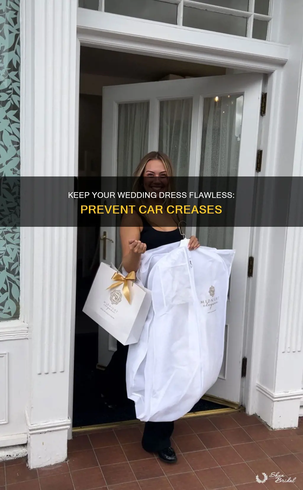 how to stop wedding dress creasing in car