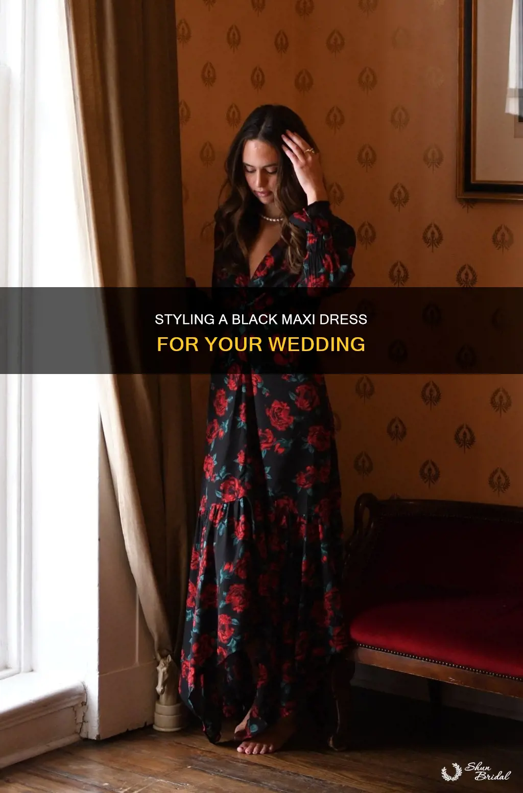 how to style a black maxi dress for a wedding