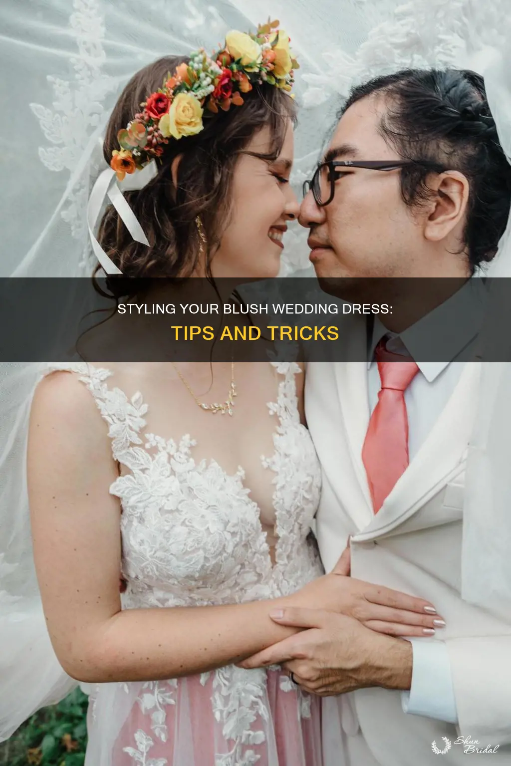 how to style a blush wedding dress