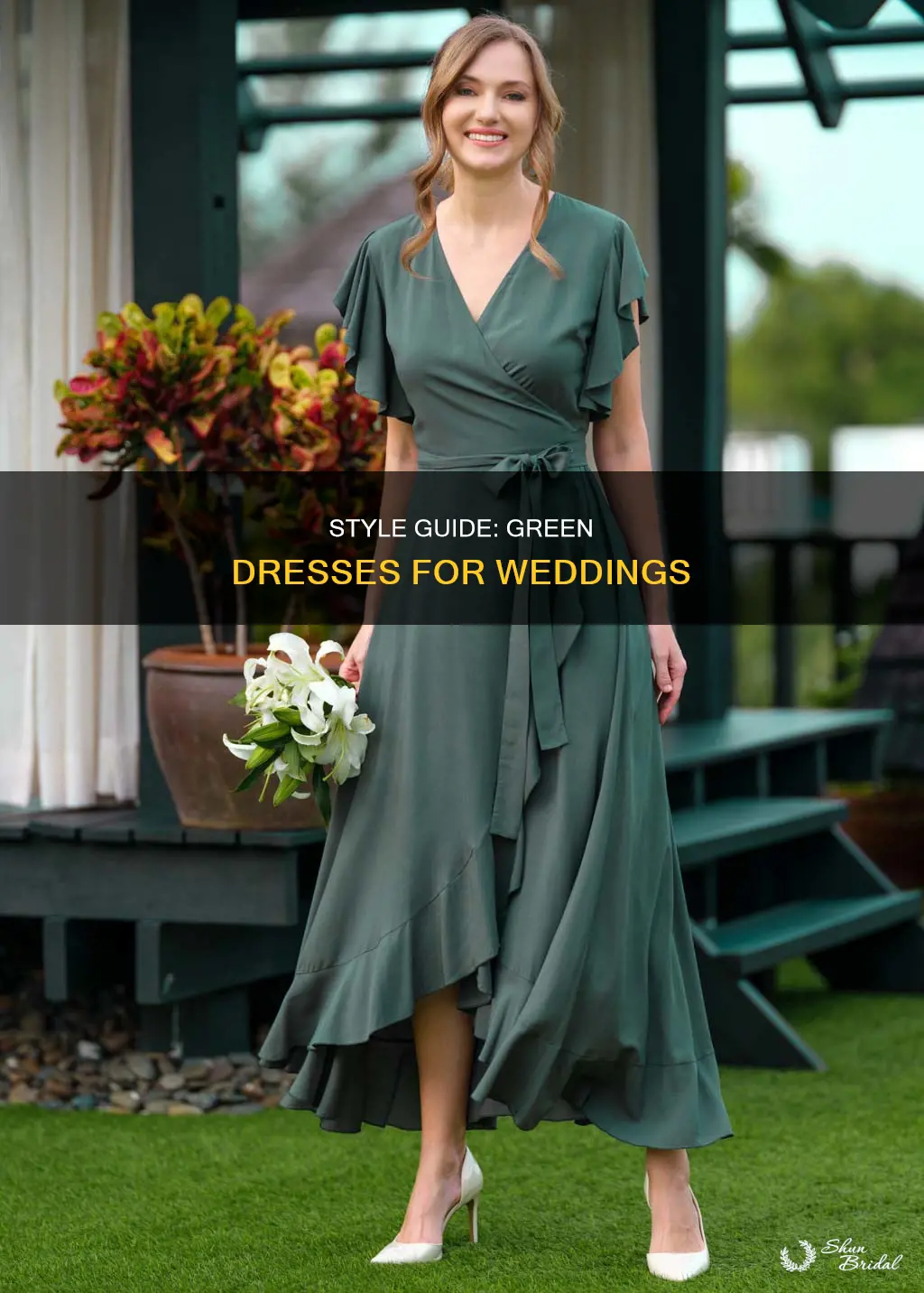 how to style green dress for wedding