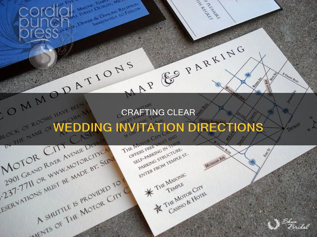 how to type directions for wedding invitations