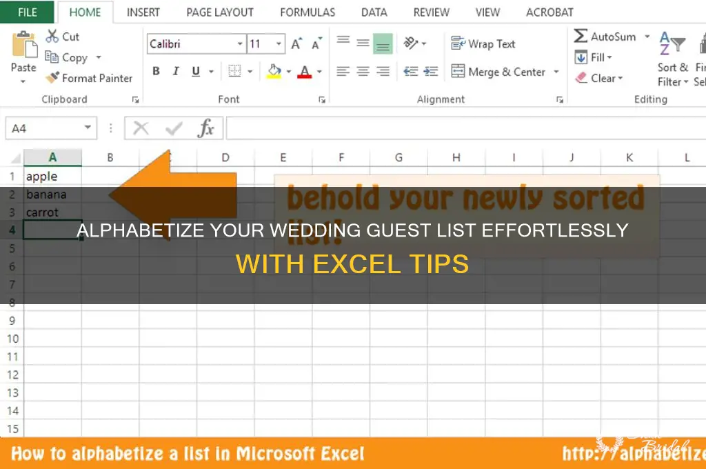 how to use excel to alphabetize wedding guest list